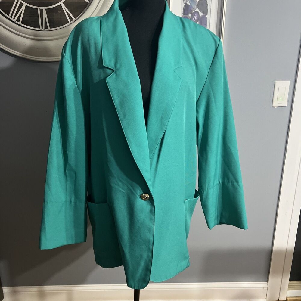 Requirements Woman Made In Usa Jacket Teal Green 1980S Size 18